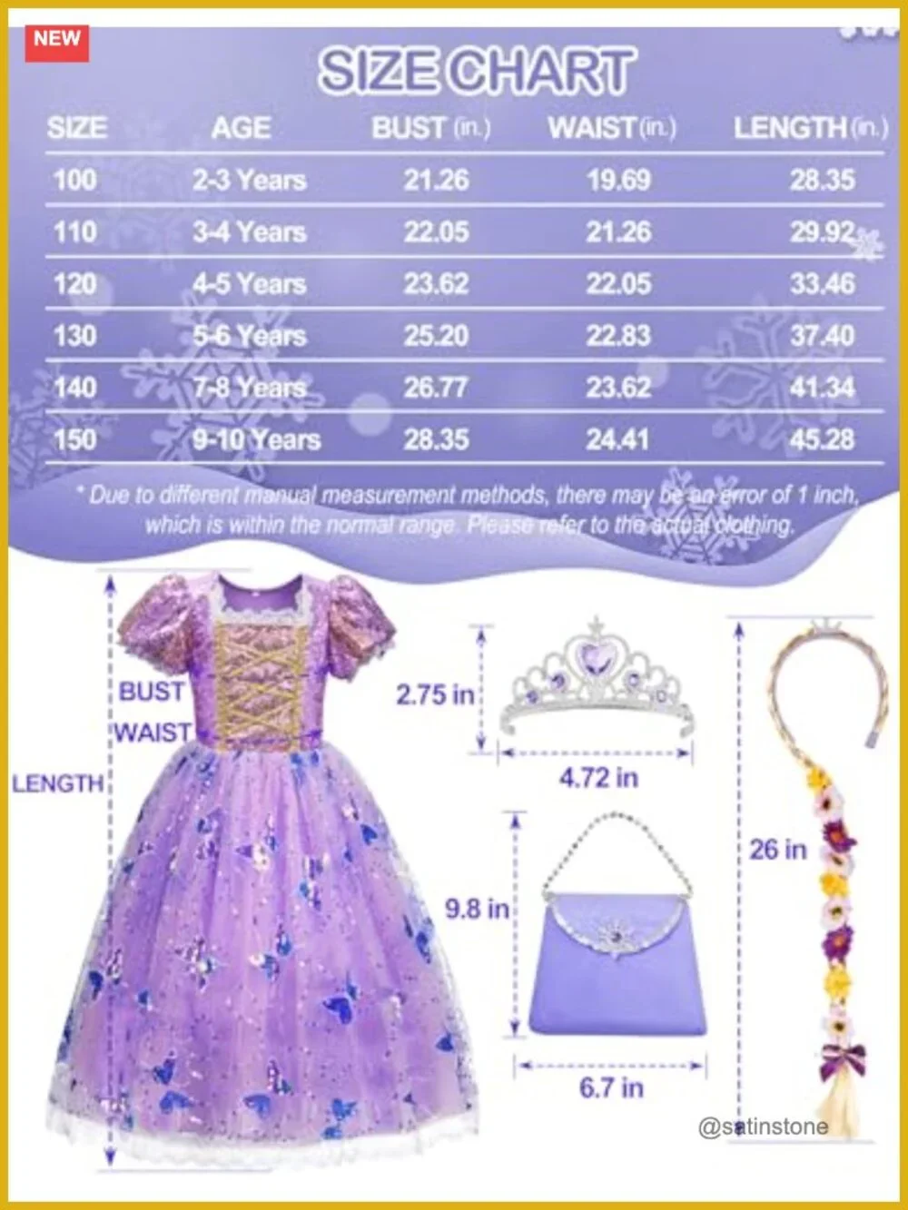 Light Up Princess Dress Costume with Accessories for Girls Ages 3-8